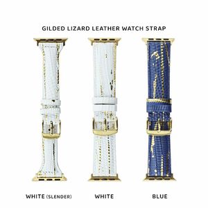 Bracelet en cuir effet lézard doré pour bracelet Apple Watch 41mm 40mm 38mm 45mm 42mm 44mm 49mm Bracelets de luxe iWatch Series 8 7 6 5 4 3 SE Accessoires de bracelet de montre