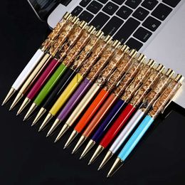 Foil Pen Office Gold Wholesale Oil Signature Revoie Metal Ballpoint Pens Étudiant Écriture Liquid Goldleaf FloatPen Promotion Th0814 S Leaf