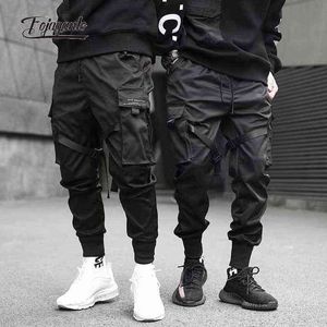 Fojaganto 2021 Lente Heren Lading Broek Hip Hop Streetwear Linten Harem Joggers Casual Pockets Track Broek Mannelijke Mode Broek G220224