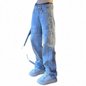 Fojaganto homme Jean pantalon Natial Tide rétro droit jambe large bleu Jean ample décontracté Couple haute rue Denim pantalon mâle H218 #