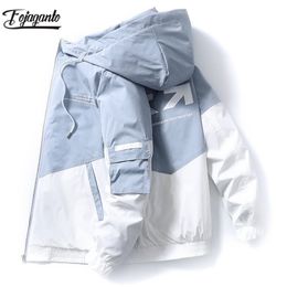 Fojaganto Heren lente en herfst jassen High Street Trendy Printing Cargo Coat Stitching Color Winddicht Pilot Jacket Male 211110