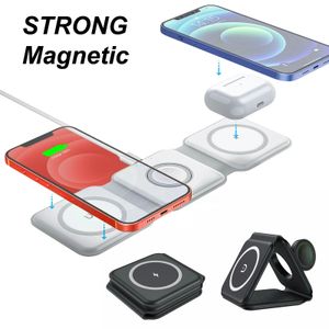 Support de chargeur magnétique sans fil pliable 3 en 1 pour Iphone 14 13 15 12 Pro Max Airpods iWatch Station de chargement rapide sans fil Chargeur de téléphone portable