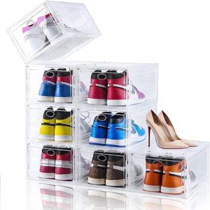 Boîte de rangement de chaussures en plaque acrylique pliable, gain de place, empilable épaissi, étui de rangement pour baskets, facile à assembler 240129