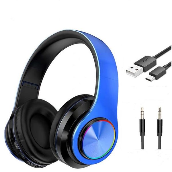 Tarjeta plegable y conectable Auriculares inalámbricos Bluetooth Auriculares emisores de luz Auriculares para juegos de computadora Auriculares montados en el cabezal DHL gratis