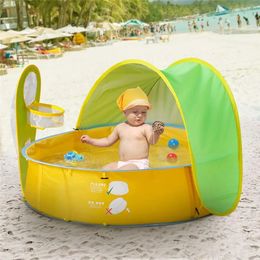 Bébé pliable enfants piscine extérieure plage anti-soleil piscines pour enfants baignoire de jeu pour bébé avec panier de balle 240328