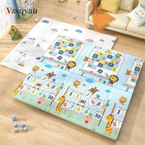 Opvouwbare babysplay mat dik speelmat omkeerbare waterdichte waterdichte draagbare kinderen speelmat non giftig babyvloer mat 240412