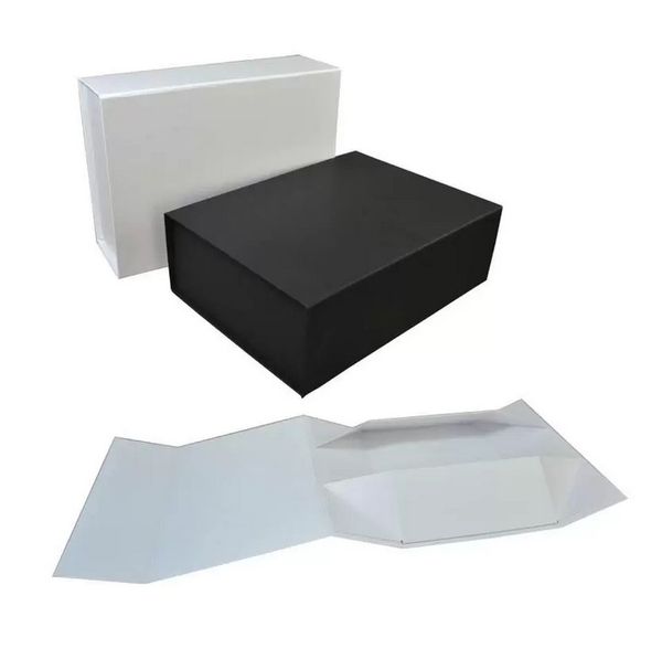 Boîte d'emballage cadeau rigide noir blanc pliable avec couvercle à fermeture magnétique boîtes de faveur boîte de rangement de chaussures pour enfants Fedex