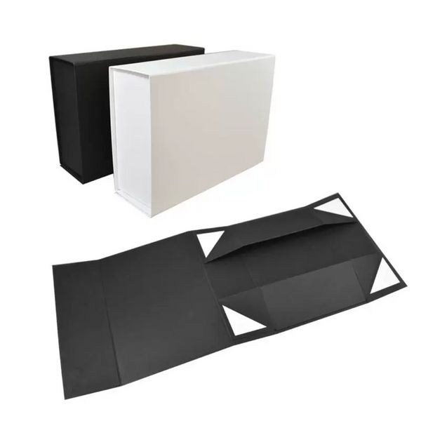 Boîte d'emballage cadeau rigide pliable noir blanc avec couvercle à fermeture magnétique boîtes à faveur boîte de rangement de chaussures pour enfants 22x16x10 cm wly935