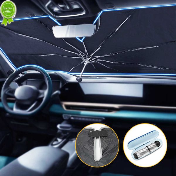 Parasol plegable para parabrisas de coche, sombrilla, cubierta de ventana delantera automática, visera con caja de almacenamiento