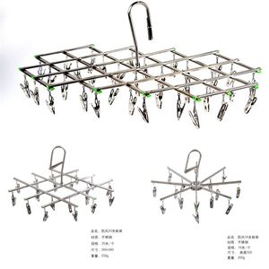 Cintres pliables Airer en acier inoxydable Sous-vêtements Sèche-chaussettes Étagère à linge Conception à tête plate Résistant à la rouille Pince à prise solide 20220617 D3