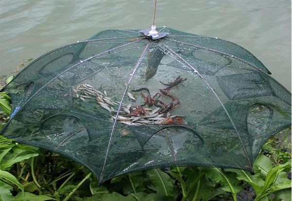 Trap de pescado de cangrejo plegable Neta de fundición Fortalecido 48 hoyos Caza de pesca automática Caza de camarones Nylon Casting Plegable Net27198253744