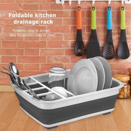 Opvouwbare Dish Rack Keuken Opslag Houder Drainer Bowl Servies Plaat Draagbare Droogrek Huis Plank Diner Organizer 211110