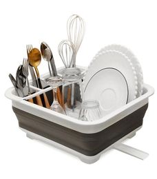 Scolapiatti pieghevole Portaoggetti da cucina Scolapiatti Ciotola Stoviglie Piatto Stendino portatile Scaffale per la casa Stoviglie Organizzatore C10039171481