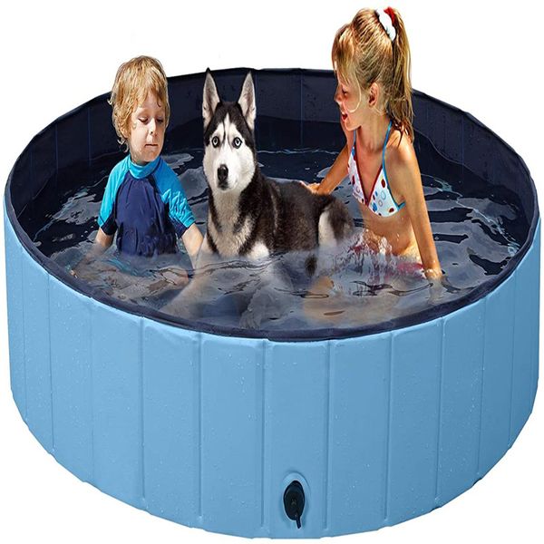 Piscine pliable pour chiens, baignoire pliable pour grands petits animaux et bébés enfants 120cm/47 pouces 2KDJK2106