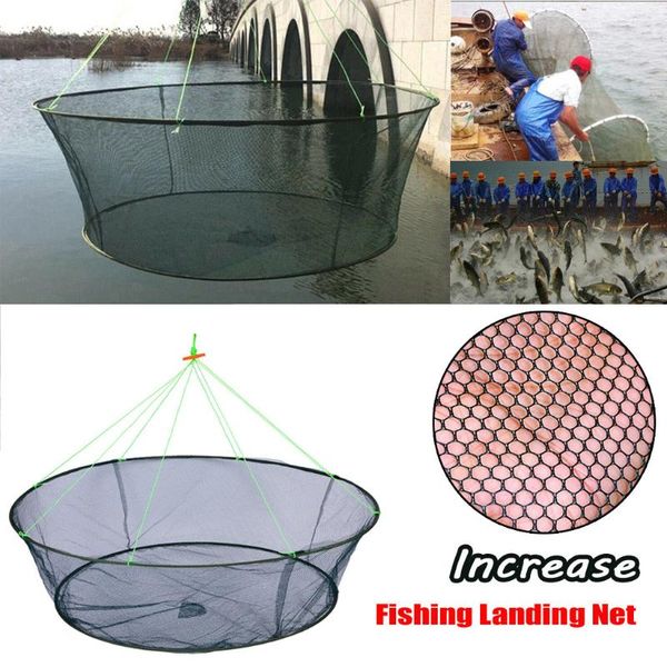 Red grande plegable para pesca, nailon, aterrizaje duradero, cebo para gambas, cangrejo, camarón, trampa para peces, herramientas de red fundida, accesorios