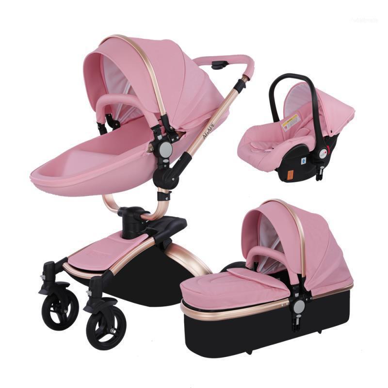 Spacery # Składane Wózki jajowe Luksusowe Pink Wózek dziecięcy Set High Landscape Chilren Carrious1