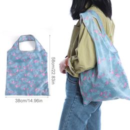 Pliable Fleur Tissu Poche Carrée Réutilisable Légumes Emballage Sac Femmes Supermarché Portable Sacs À Provisions Grand Fourre-Tout Sac À Main LT0015