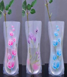 Opvouwbare bloem vaas plastic vaas draagbare milieuvriendelijke schattige trouwkantoor huisdecoratie willekeurige pvc plastic bloemen vase3218139