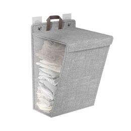 Cesto para la ropa sucia colgante plegable, contenedor de almacenamiento de ropa montado en la pared con tapa, caja de almacenamiento para baño de gran capacidad 240118