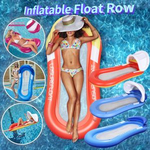Opvouwbare opblaasbaar drijvende rij zomer pvc zwembad luchtmatrassen water vlotterbed ligstoel hangmat strand feest 240509