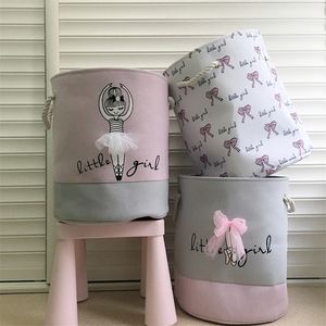 Opvouwbare wasmand voor vuile kleding roze ballet meisje speelgoed baskets tas organisator kinderen thuis opslag wassorganisatie LJ201204