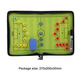 Opvouwbaar magnetisch voetbaltrainingsbord draagbaar voetbal coaching klembord rits pu leer voor match training voetbal zwart