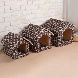 Casa de gato de mascota plegable Invierno Invierno Cama de gato cálido para perros pequeños Kittencencomorthidable Kennel Suministros de mascotas Tienda de perros