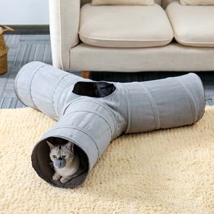 Pliable Pet Cat Tunnel Intérieur Extérieur Pet Cat Jouet de Formation pour Chat Lapin Animal Suede Pet Toys LJ201125