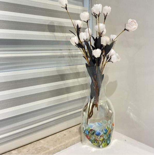 Florero plegable de plástico transparente de PVC sin flores, protección del medio ambiente con bajas emisiones de carbono, florero plegable de plástico de estilos mixtos