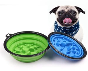Bol de chiens portable pliable 2 tailles animales bol d'alimentation bols de nourriture lente bols de nourriture pour chats contisement d'eau de l'eau voyage Bols d'étranglement pliables avec 6865601