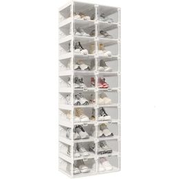 Organizadores de estante de zapatos plegables para el armario de la caja de almacenamiento de plástico que ahorra espacio para ahorrar una zapatilla de deporte apilable resistente 240506