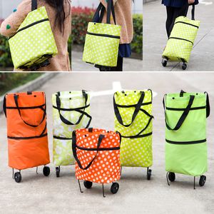 Carrito de compras plegable, carrito con ruedas rodantes, bolsa de almacenamiento de comestibles para el hogar, bolso de mano, organizador de viaje, bolsas WX9-717