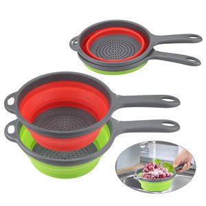 Passoire pliable en Silicone, panier de lavage de fruits et légumes, passoire avec poignée, égouttoir pliable, outils de cuisine