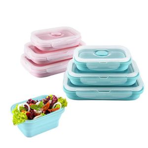Opvouwbare siliconen lunchbox set fruit picknick opbergdozen container keuken magnetron school bento qw8420