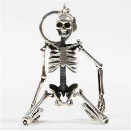 Opvouwbare skelet hanger sleutelhanger voor mannen vrouwen antiek zilver kleur metaallegering schedel tas charme sleutelhanger autosleutelhanger keyring299E