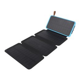 Cargador solar plegable Banco de energía solar de 8000 mAh Cargador de teléfono solar portátil Paquetes de baterías externas para teléfono móvil a prueba de agua Salidas USB de 5 V con linterna LED
