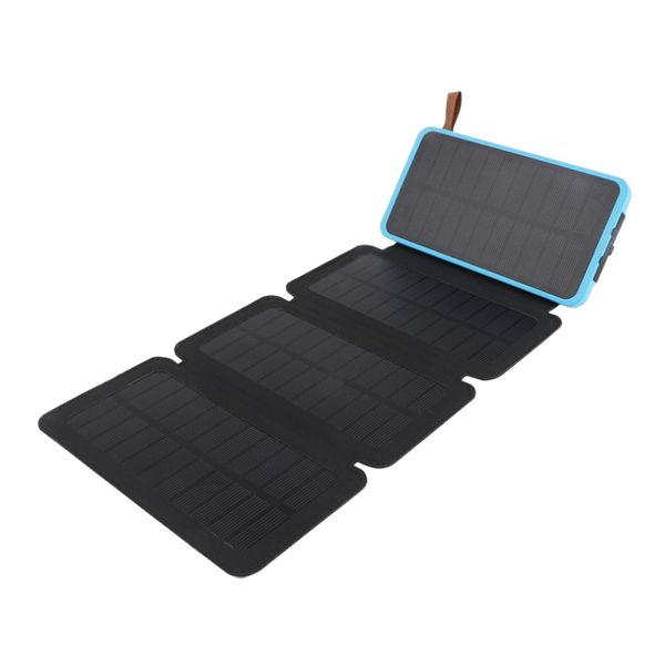 Cargador solar plegable Banco de energía solar de 8000 mAh Cargador de teléfono solar portátil Paquetes de baterías externas para teléfono móvil a prueba de agua Salidas USB de 5 V con linterna LED