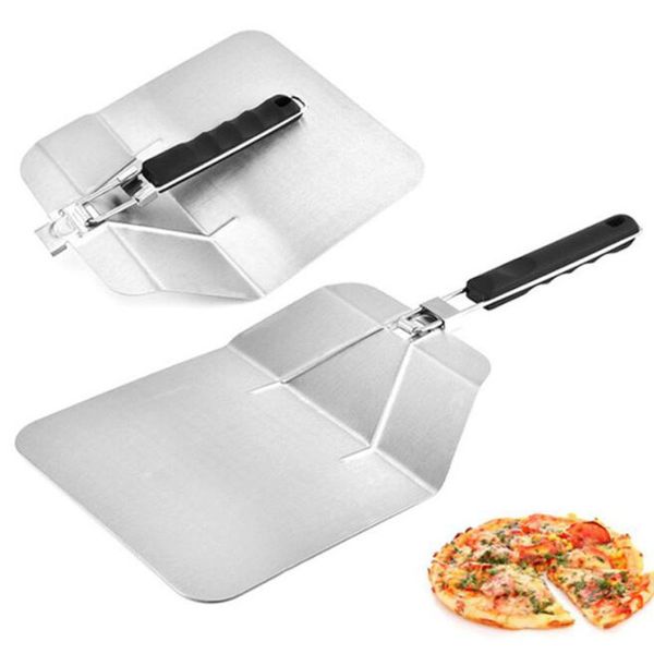 Pliable En Acier Inoxydable Pizza Pelle Carré Transfert De Sécurité Gâteau Pelles Outils De Cuisson En Gros Expédition Rapide ZC2607