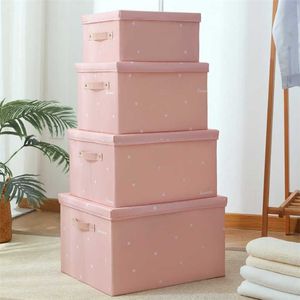 Boîte de rangement pliable Organisateur Vêtements avec couvercles Armoire Cas Conteneur pour livres Jouets et vêtements de couverture 211102