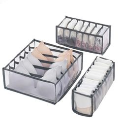 Boîtes de rangement pliables sous-vêtements Bra Panty chaussettes Organisateur de crampons de tiroir de boîte stockés Organisateurs Sacs de diviseur en maille en nylon3750671