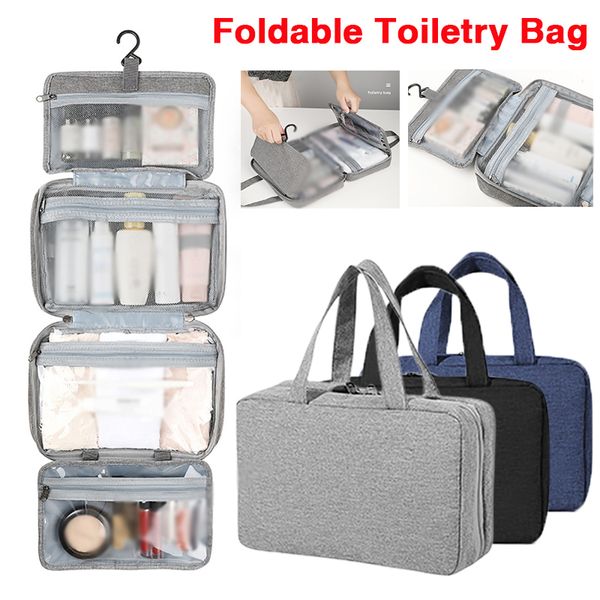 Bolsa de lavado plegable impermeable de viaje multicapa de almacenamiento plegable separación seca y húmeda bolsas de almacenamiento de cosméticos de gran capacidad YF0083