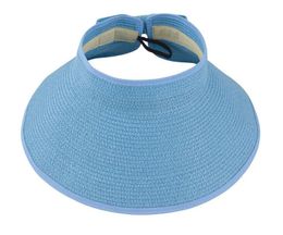 Opvouwbare zon vizieren hoed dames strand strohoeden brede riem zomers zon uv bescherming vizier hoed roll ponytail pet voor reizen