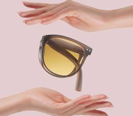 Gafas de sol plegables para mujer con una sensación de lujo en color marrón y alto valor estético Gafas de sol con protección Vp y uns hadingSt reetph o