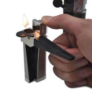 Briquet à tabac pliable Pipe à fumer Écrans sans métal Étui à briquets pour pistolet Vaporisateur de butane Coupe-vent ou cigarettes Tuyaux mentaux de tabac rotatifs intégrés