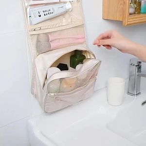 Sac de toilette pliable Organisateur de rangement suspendu Sac de maquillage de salle de bain Voyage de séparation sèche et de séparation humide