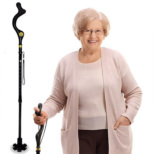 Canne de marche pliable pour hommes femmes seniors auto-standing hauteur pliante bâton réglable bâton de mobilité âgée 231222