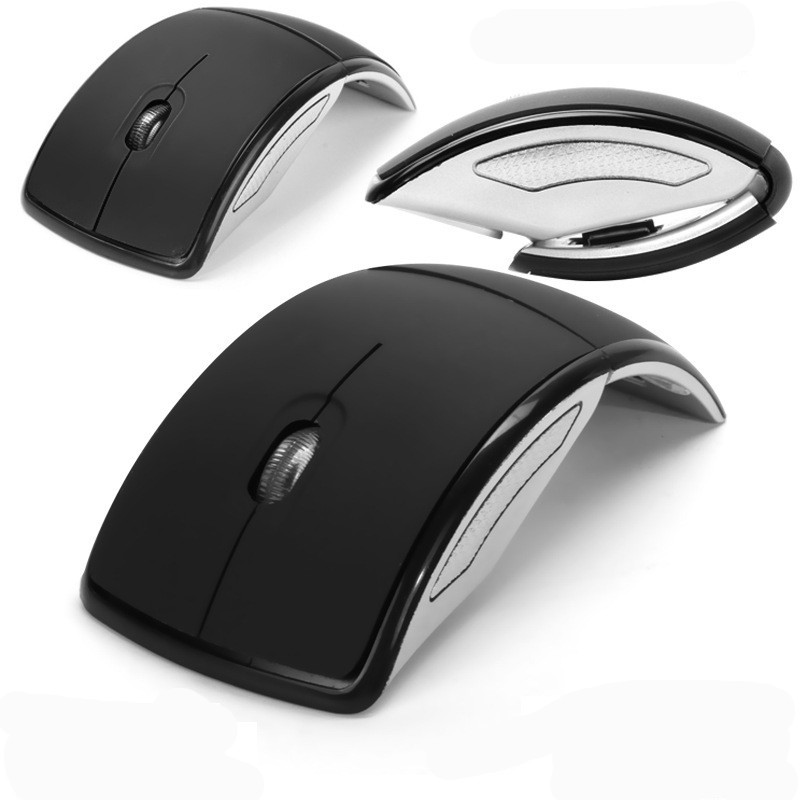 Opvouwbare draadloze computer muis boog touch 2.4g slanke optische gaming vouwmauze met USB -ontvanger voor pc -laptop
