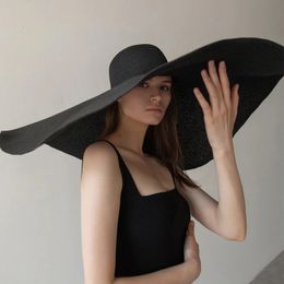 Chapeau de paille pliable surdimensionné pour femmes, 70cm de diamètre, à grand bord, chapeaux de soleil d'été, Panama, voyage, plage, vente en gros, 240219