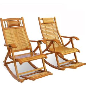 Chaise à bascule en bambou pliable, meubles de Camp, chaise inclinable, repos, pont de salon, bascule inclinable avec roulement de masseur de pieds 150 kg