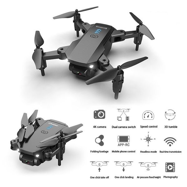 Dron 360 plegado con cámara 4K Top66 Hd Gran angular Profesional Larga distancia Rango Video 2Mp Wifi Fpv 3D Vr Gps Mini Drones Altura Mantener Droni Rc Quadcopter Juguete de regalo